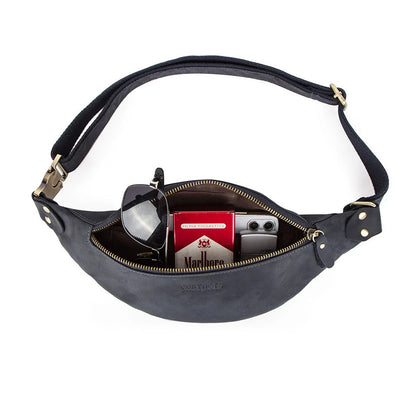 Sac banane en cuir noir homme original