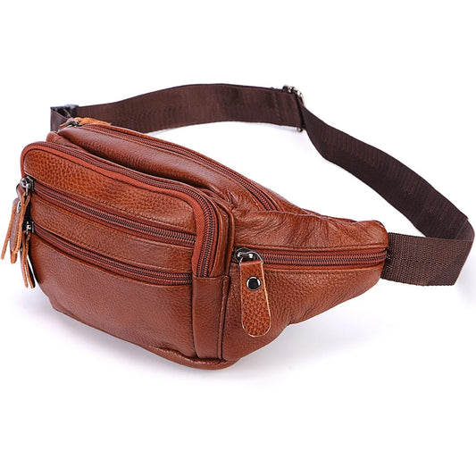 Sac banane en cuir multipoche homme