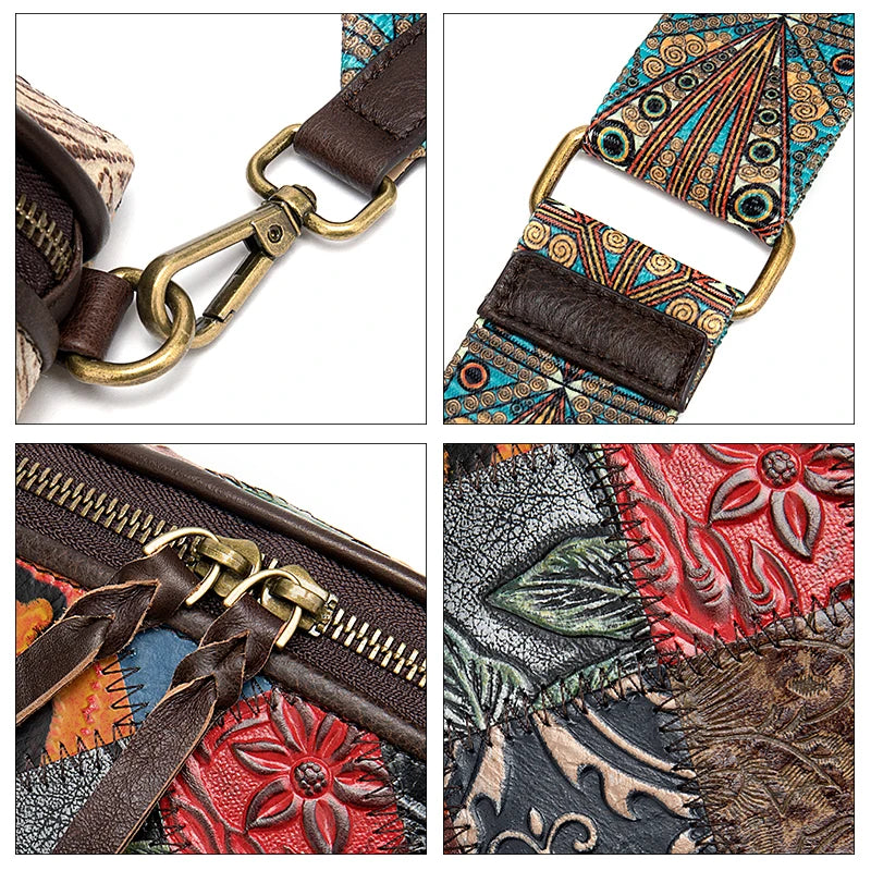 Sac banane femme chic multicolore plaid en cuir - ShopGET®
