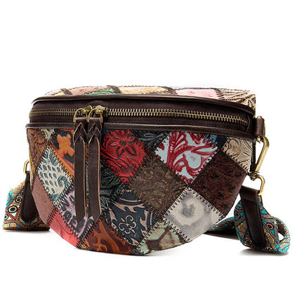Sac banane femme chic multicolore plaid en cuir - ShopGET®