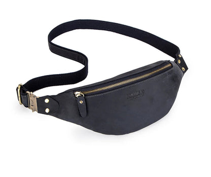 Sac banane en cuir noir homme original