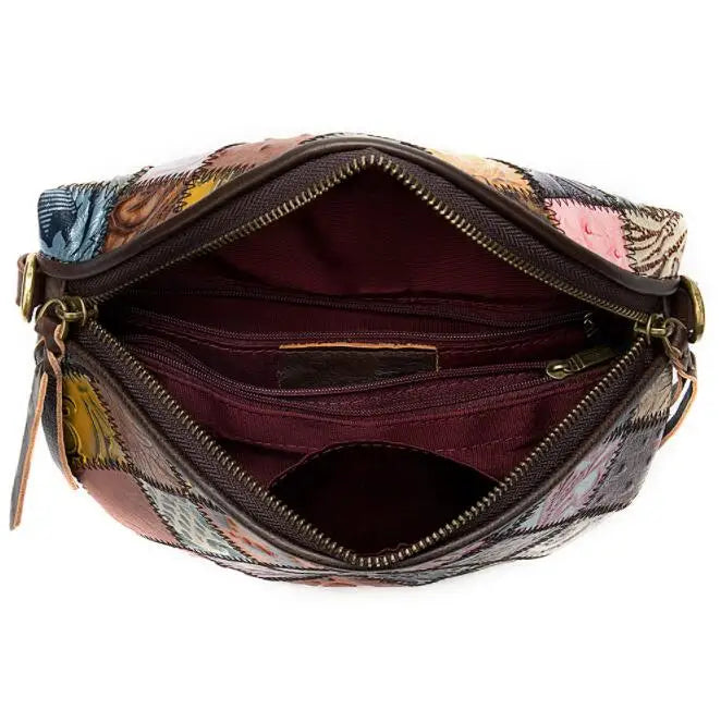 Sac banane en cuir bohémien à décor géométrique