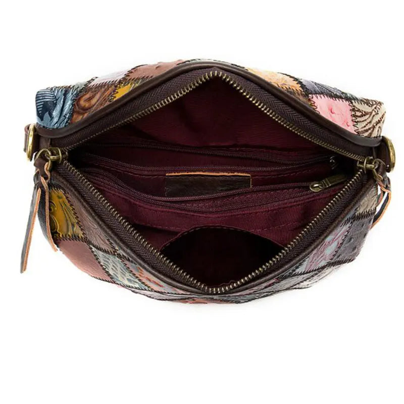 Sac banane en cuir bohémien à décor géométrique