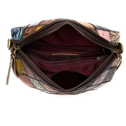 Sac banane en cuir bohémien à décor géométrique
