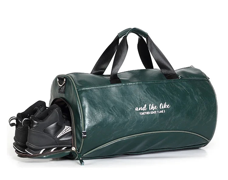 Sac polochon étanche en cuir Noir A-Noir B-Vert A-Noir Jaune-Vert B-ShopGET® 