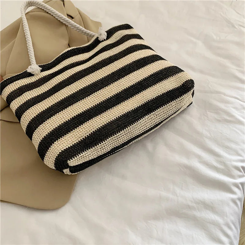 Cabas sac de plage Rouge-Bleu-Kaki-Noir-ShopGET® 