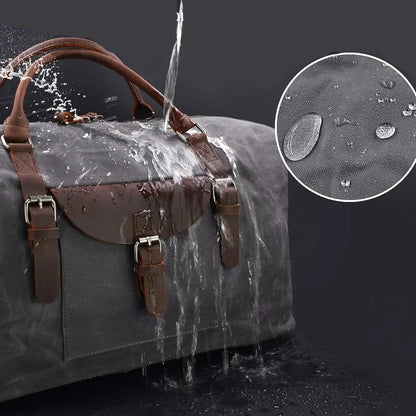 Sac weekend homme en cuir à grande capacité Camouflage-Kaki-Gris-ShopGET® 