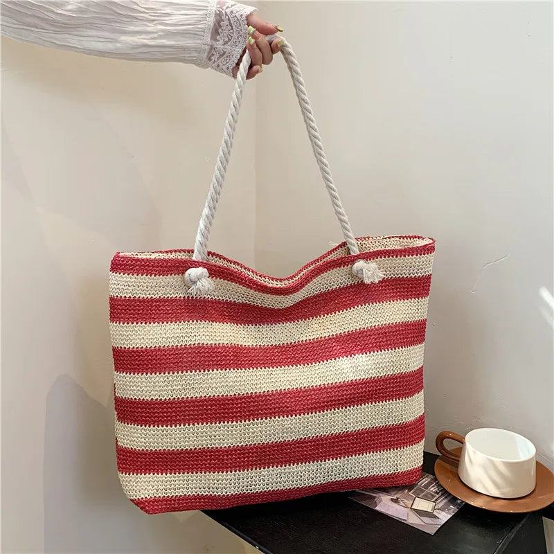 Cabas sac de plage Rouge-Bleu-Kaki-Noir-ShopGET® 