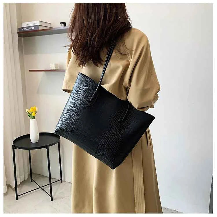 Sac cabas femme noir en cuir sans accessoires Noir / 30x32x8cm-Marron / 30x32x8cm-ShopGET® 
