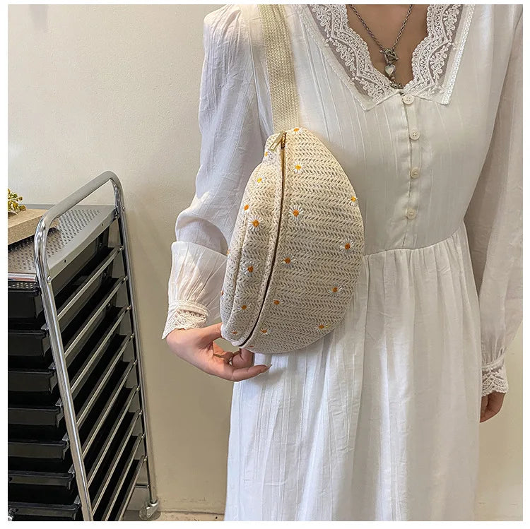 Sac banane femme paille fleurs - ShopGET®