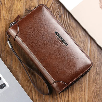 Pochette homme cuir brillant Noir / 21cm5cm12cm-Marron / 21cm5cm12cm-ShopGET® 