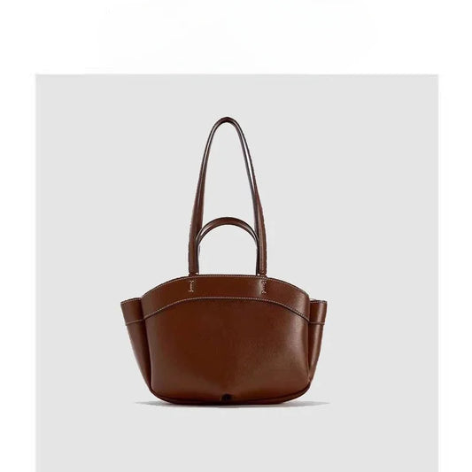 Mini sac cabas en cuir pour les femmes Magneta Couleur-Marron-Noir-ShopGET® 