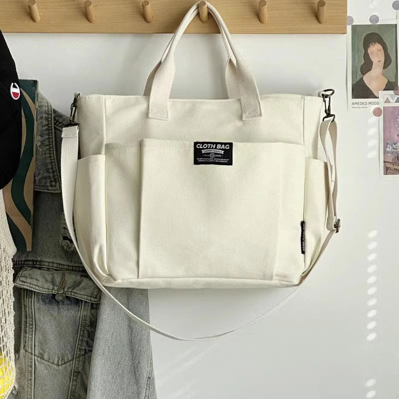 sac cabas tissu Urban Minimaliste kaki-Blanc-Noir-ShopGET® 