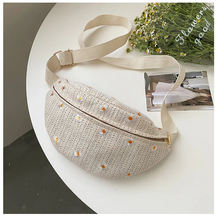 Sac banane femme paille fleurs - ShopGET®