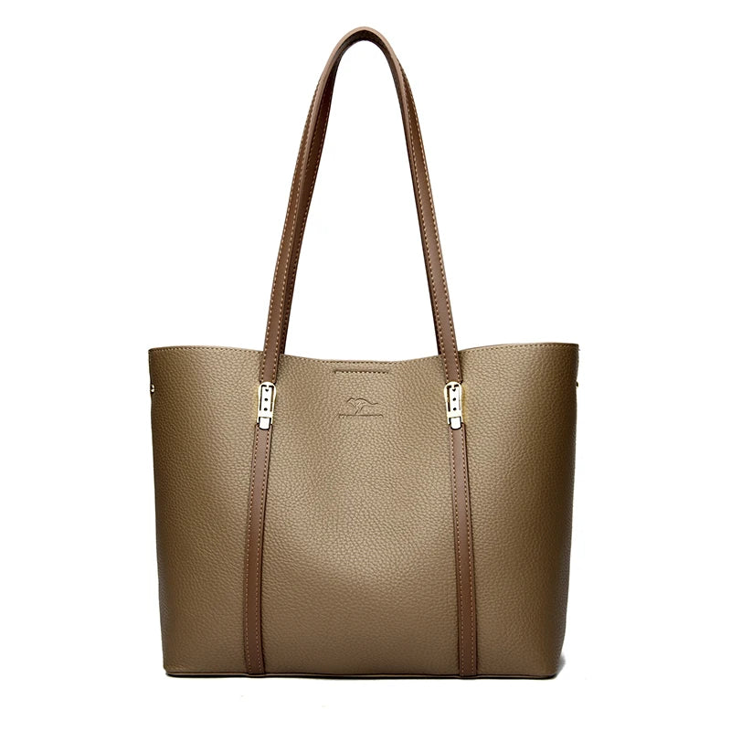 Sac cabas noir été cuir brillant Kaki-Gris-Apricot-Noir-Marron A-Marron B-ShopGET® 