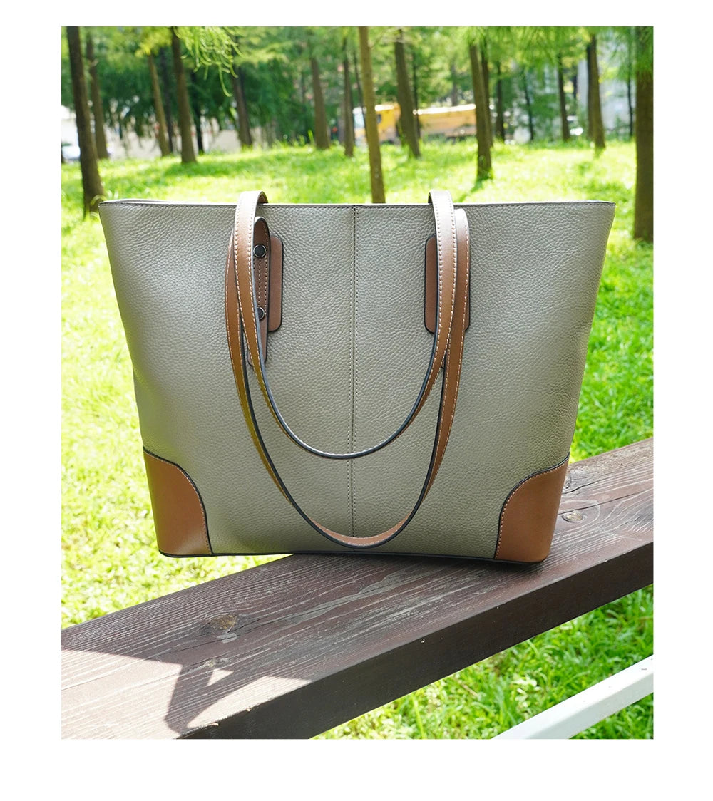 Sac cabas noir pour le travail - Elena Marron-Kaki-Gris-Bleu-Noir-ShopGET® 