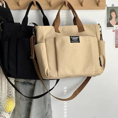 sac cabas tissu Urban Minimaliste kaki-Blanc-Noir-ShopGET® 