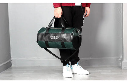 Sac polochon étanche en cuir Noir A-Noir B-Vert A-Noir Jaune-Vert B-ShopGET® 