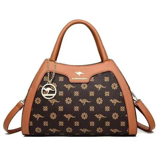 Sac cabas femme cuir floral Kangourou Kaki floral-Jaune floral-Marron floral-Noir-Shopget 