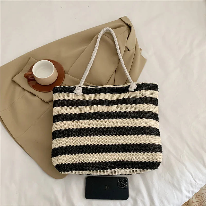 Cabas sac de plage Rouge-Bleu-Kaki-Noir-ShopGET® 