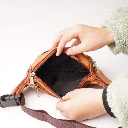 Sac banane en cuir doré jaune