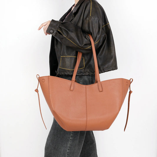 Sac cabas femme en PU pour l'été Marron-Gris-Noir-ShopGET® 