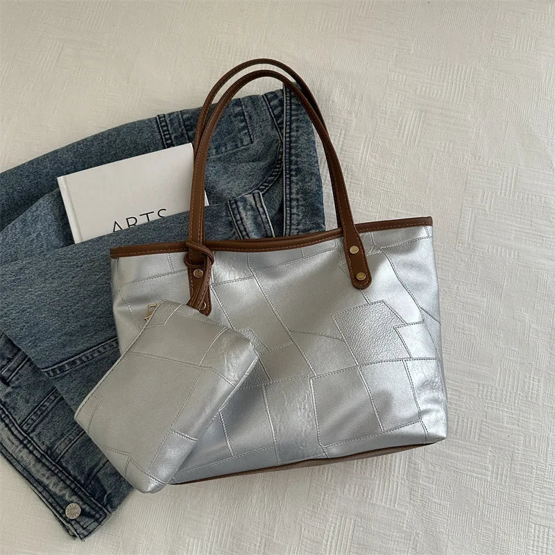 Sac cabas femme vintage Marron / 36x25x12cm-Argenté / 36x25x12cm-Beige / 36x25x12cm-Noir / 36x25x12cm-Multicolore / 36x25x12cm-ShopGET® 