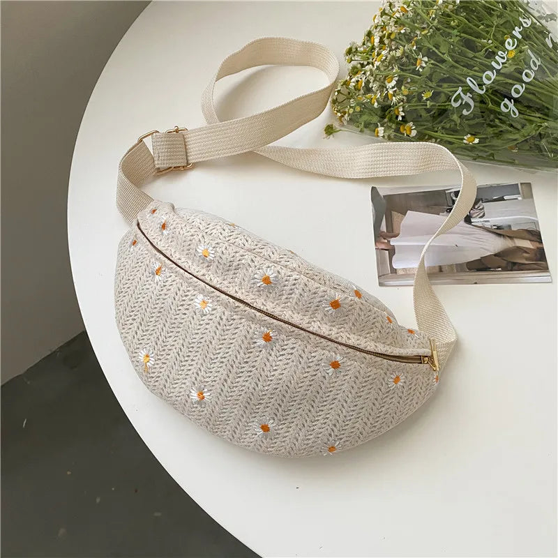 Sac banane femme paille fleurs - ShopGET®