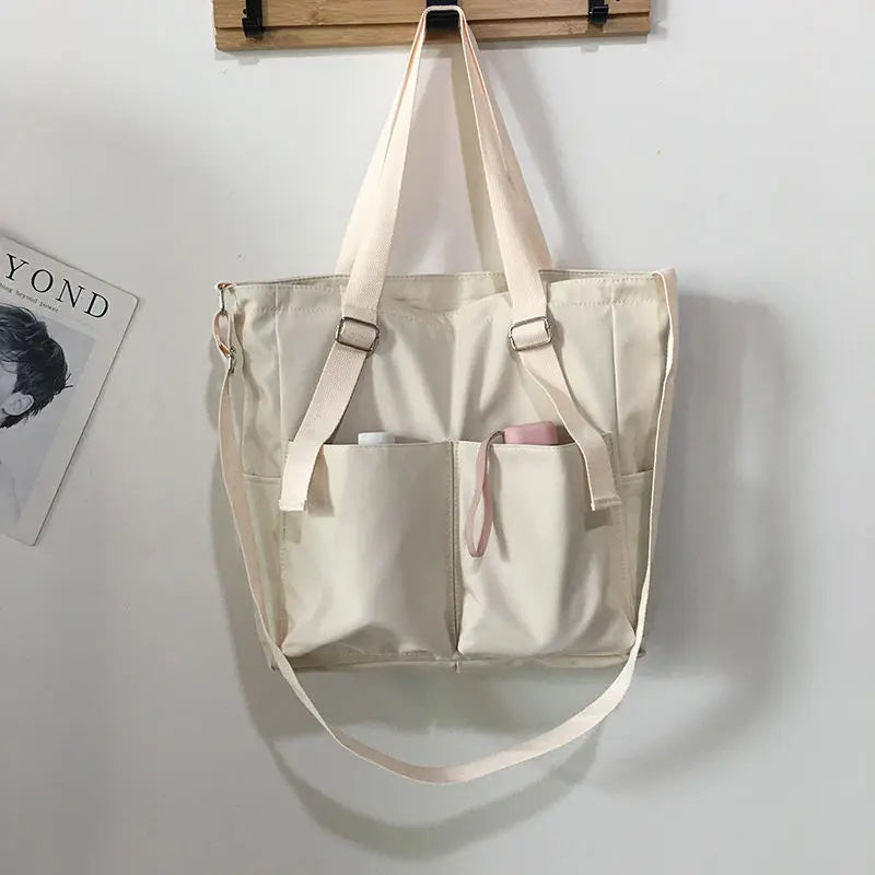 sac cabas tissu Oxford Beige A-Vert A-Bleu A-Beige B-Noir A-Bleu B-Noir B-Vert B-ShopGET® 