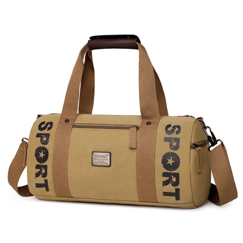 Sac polochon en toile kaki-Marron-Noir-ShopGET® 