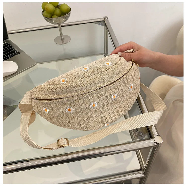 Sac banane femme paille fleurs - ShopGET®