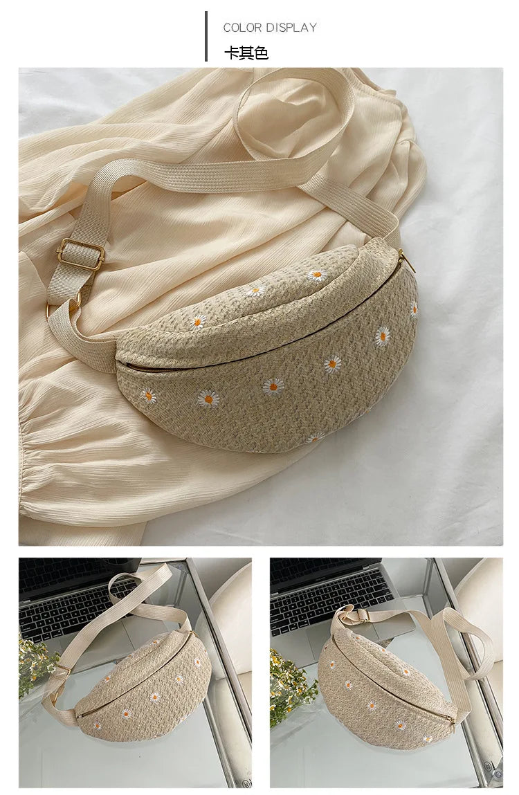 Sac banane femme paille fleurs - ShopGET®