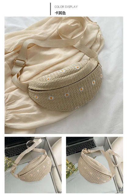 Sac banane femme paille fleurs - ShopGET®