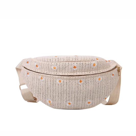 Sac banane femme paille fleurs - ShopGET®