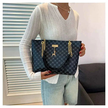 Sac cabas femme design en plaid Blanc-Noir-Jaune-Marron-ShopGET® 