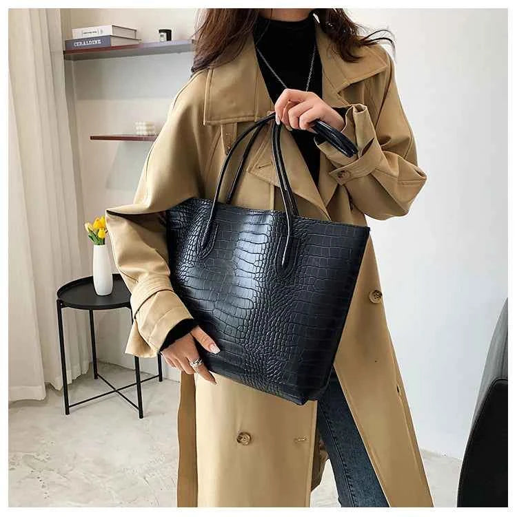 Sac cabas femme noir en cuir sans accessoires Noir / 30x32x8cm-Marron / 30x32x8cm-ShopGET® 
