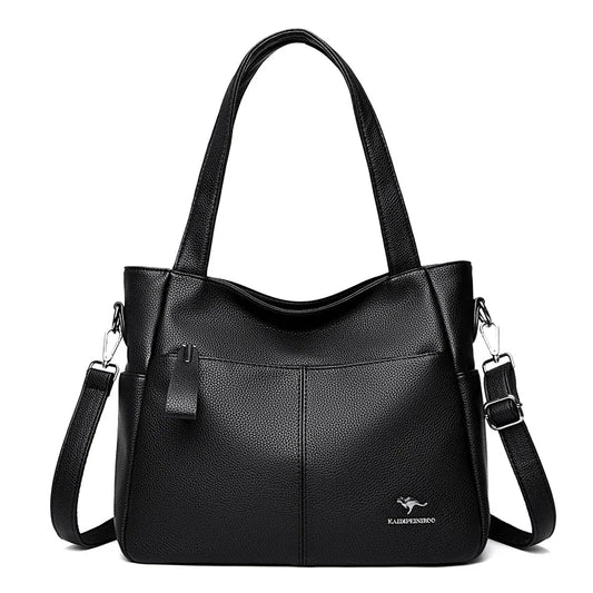 Sac cabas noir Genuine Leather à bandoulière Rouge-Jaune A-Gris-Vert-Bleu-Noir A-Jaune B-Kaki-Burgundy-Noir B-Jaune C-ShopGET® 