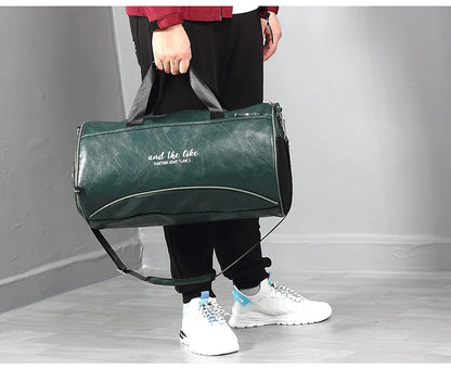 Sac polochon étanche en cuir Noir A-Noir B-Vert A-Noir Jaune-Vert B-ShopGET® 