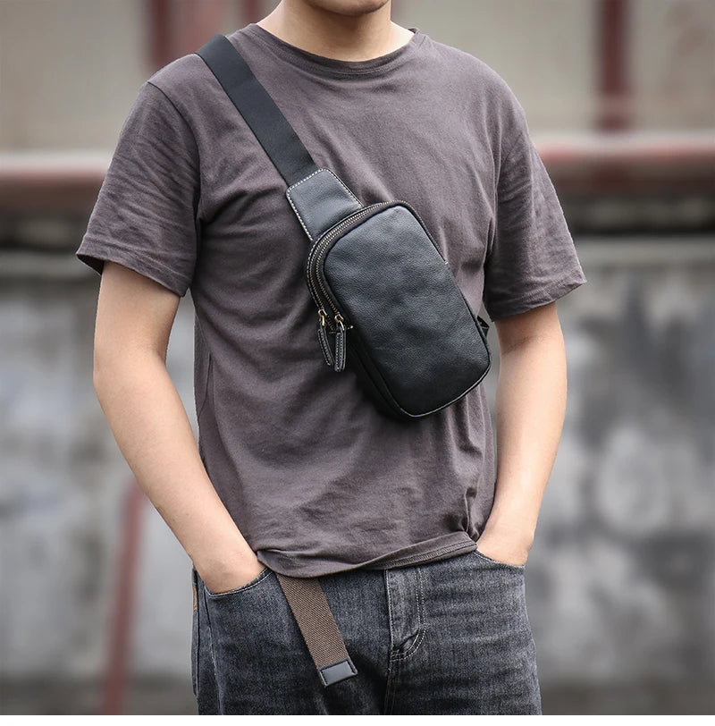 Petit sac banane  cuir peau de vache homme - ShopGET®