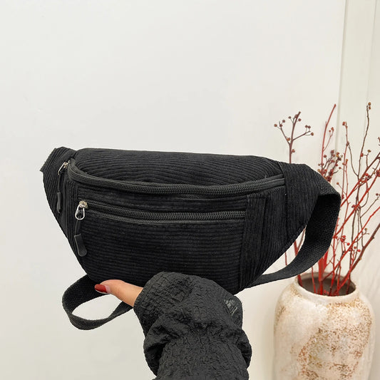 Sac banane femme en velours noir - ShopGET®