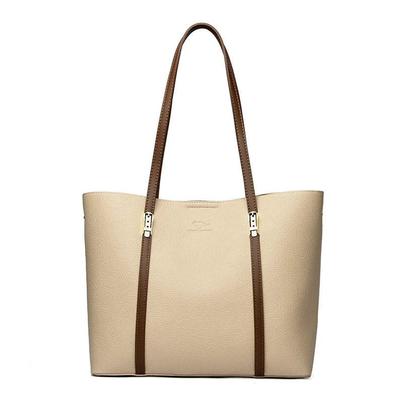 Sac cabas noir été cuir brillant Kaki-Gris-Apricot-Noir-Marron A-Marron B-ShopGET® 