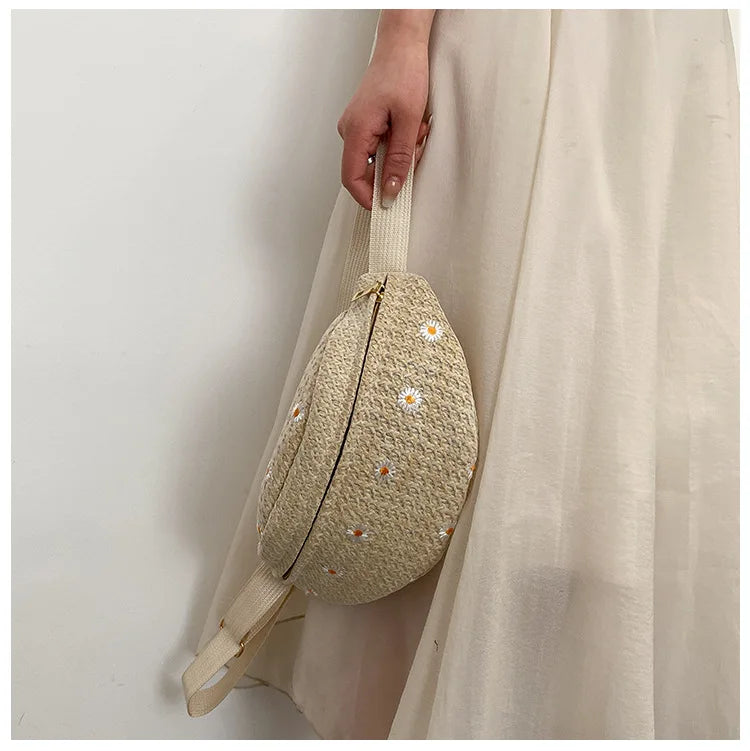 Sac banane femme paille fleurs - ShopGET®