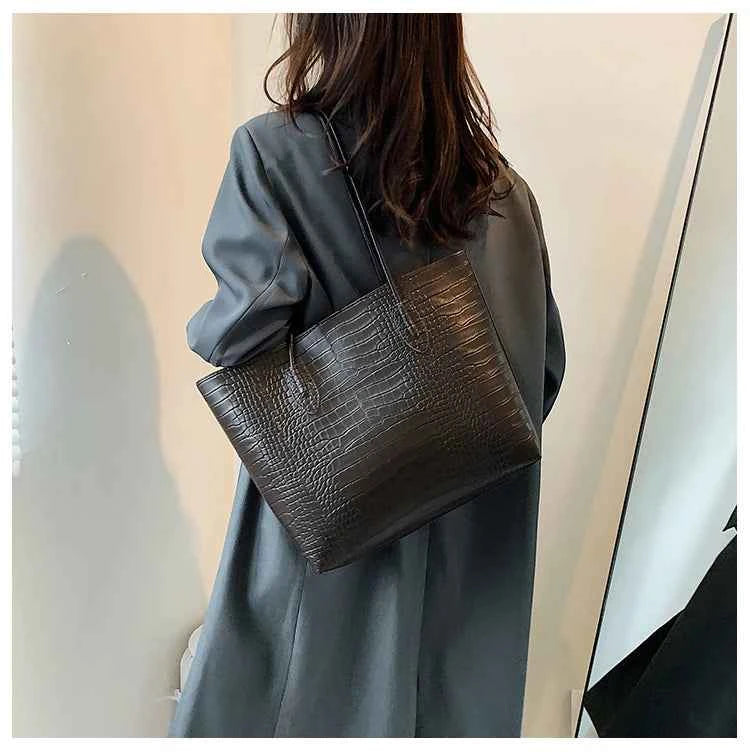 Sac cabas femme noir en cuir sans accessoires Noir / 30x32x8cm-Marron / 30x32x8cm-ShopGET® 