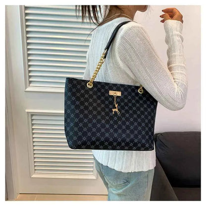 Sac cabas femme design en plaid Blanc-Noir-Jaune-Marron-ShopGET® 