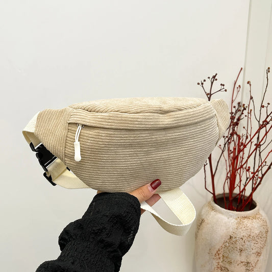 Sac banane velours beige pour femme - ShopGET®