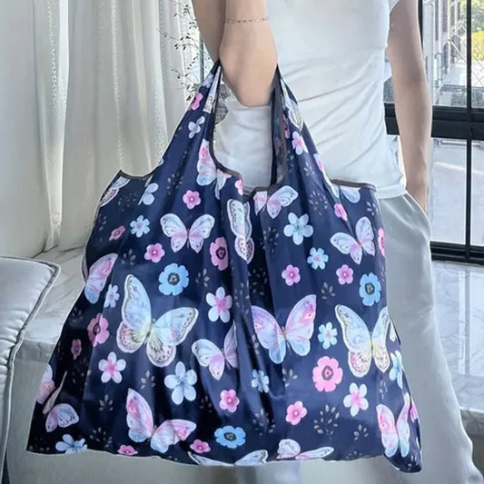 Sac de courses réutilisable avec motifs floral Papillon-ShopGET® 