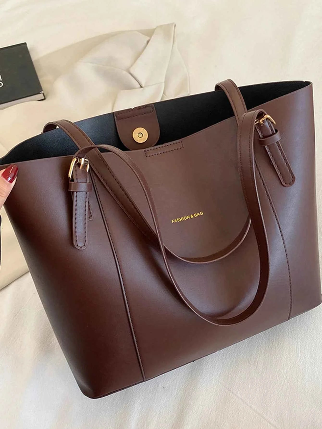 Sac cabas femme original de qualité premium Blanc / L-Marron / L-Noir / L-Kaki / L-ShopGET® 