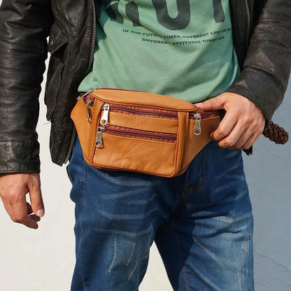 Sac banane en cuir doré jaune