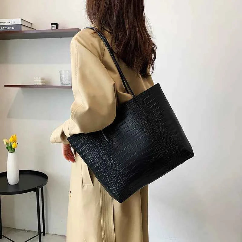 Sac cabas femme noir en cuir sans accessoires Noir / 30x32x8cm-Marron / 30x32x8cm-ShopGET® 