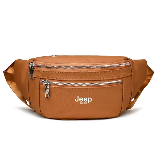 Sac banane homme cuir marron solide